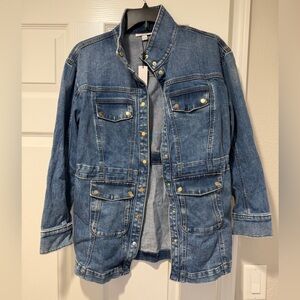chicos denim jeans utility jacket rayne indigo size 0 coat top shirt